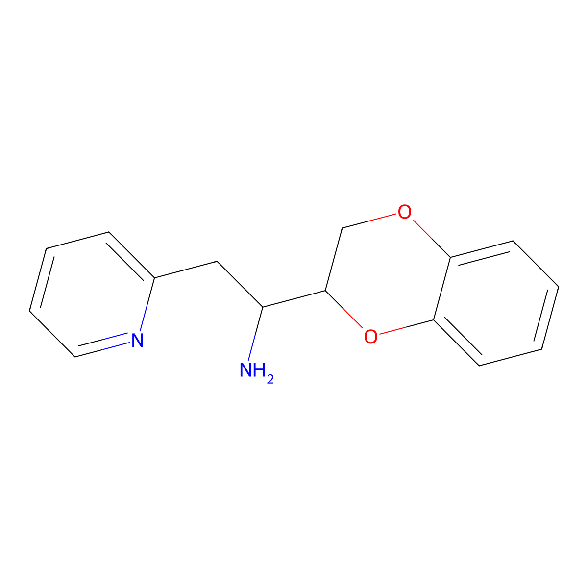 1-(2,3-Dihydro-1,4-benzodioxin-2-yl)-2-(pyridin-2-yl)ethan-1-amine molecular structure, CAS 1494421-86-1
