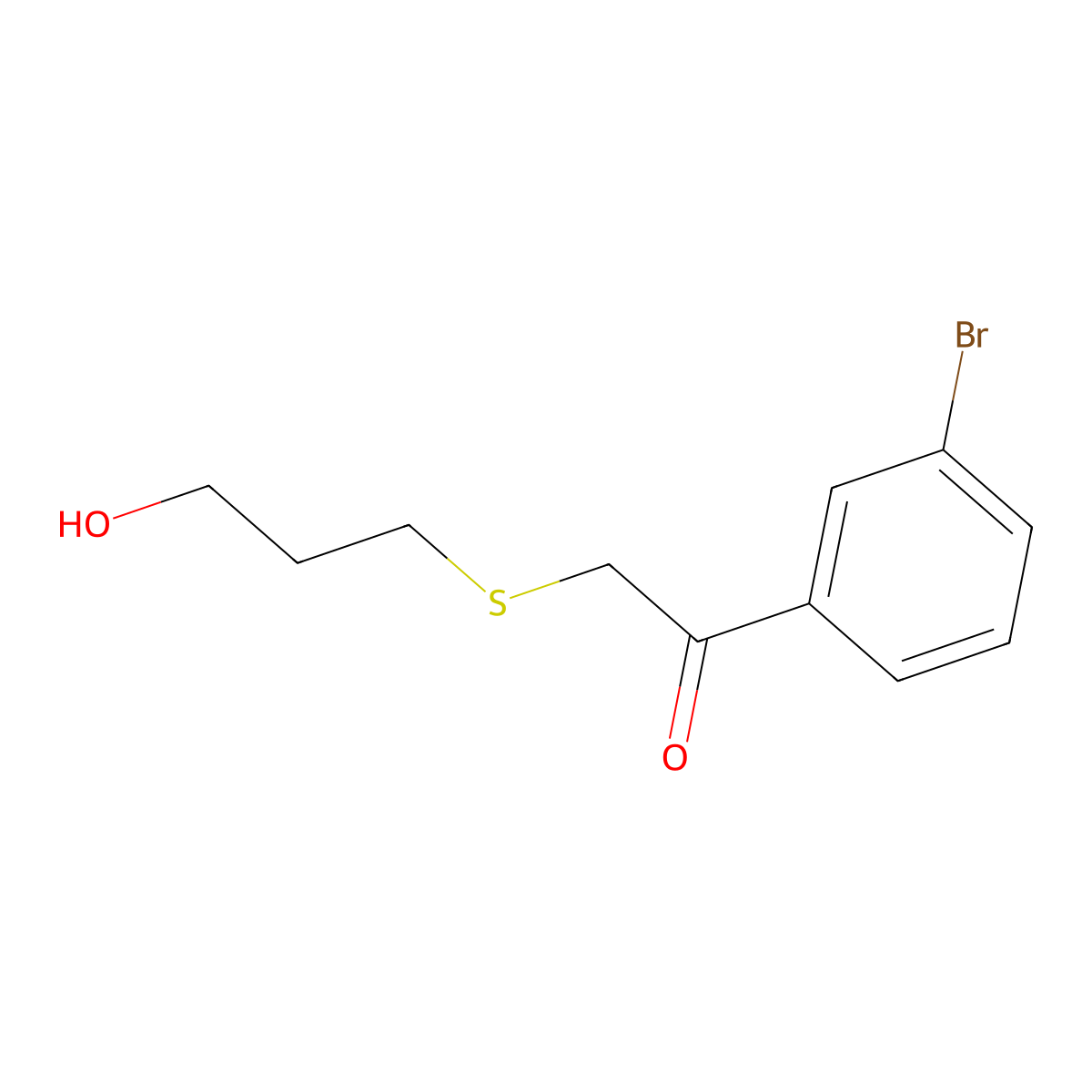 1-(3-Bromophenyl)-2-((3-hydroxypropyl)thio)ethan-1-one molecular structure, CAS 1494428-51-1