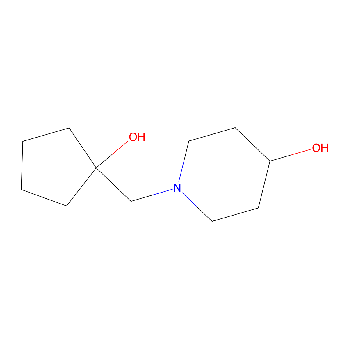 1-[(1-Hydroxycyclopentyl)methyl]piperidin-4-ol molecular structure, CAS 1494439-20-1