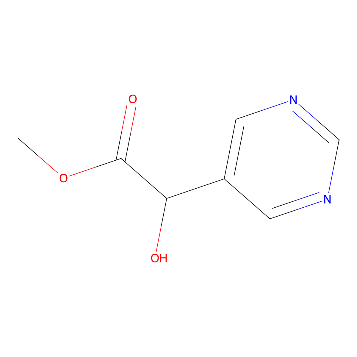 Methyl 2-hydroxy-2-(pyrimidin-5-yl)acetate molecular structure, CAS 1494496-35-3