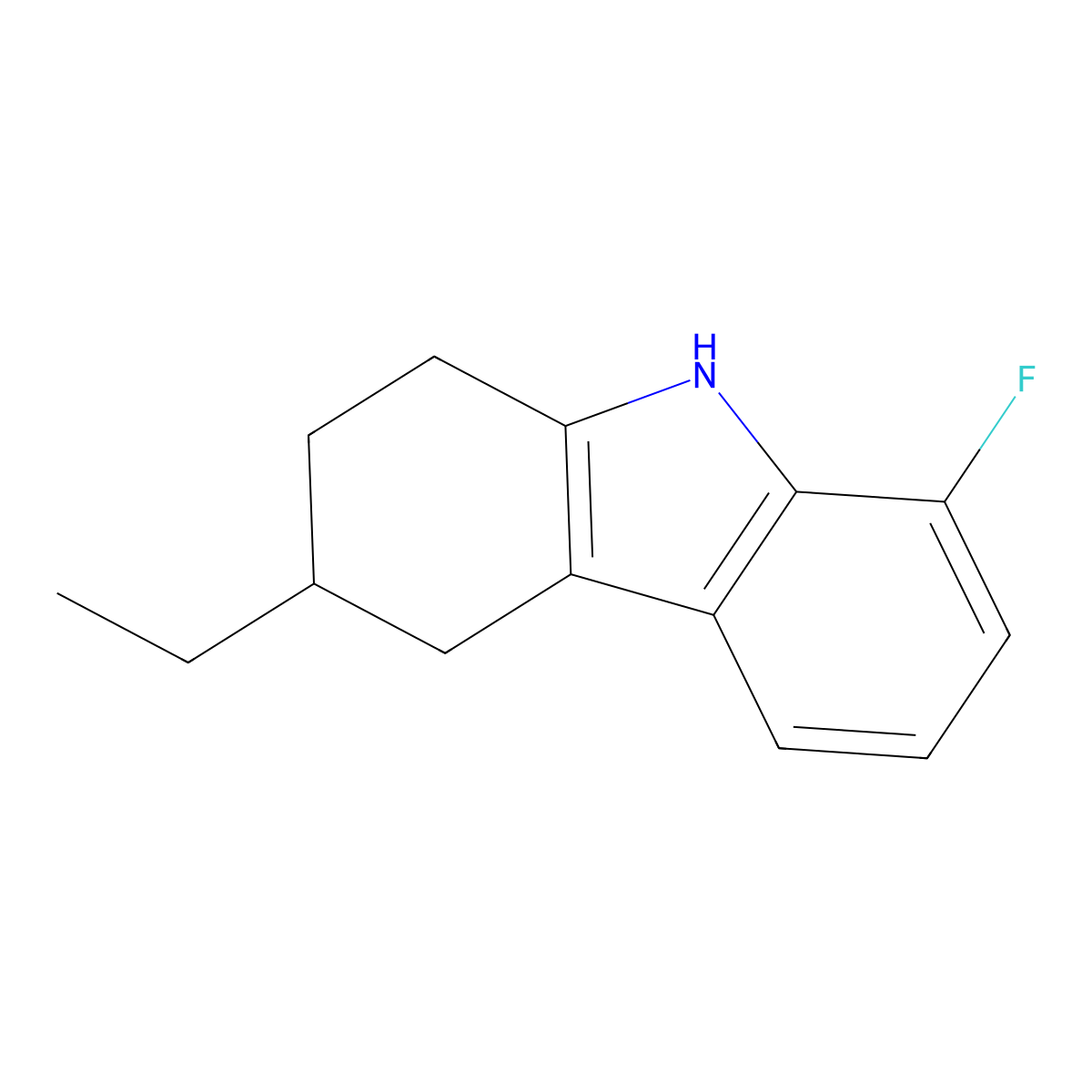 3-ethyl-8-fluoro-2,3,4,9-tetrahydro-1H-carbazole molecular structure, CAS 1494496-75-1