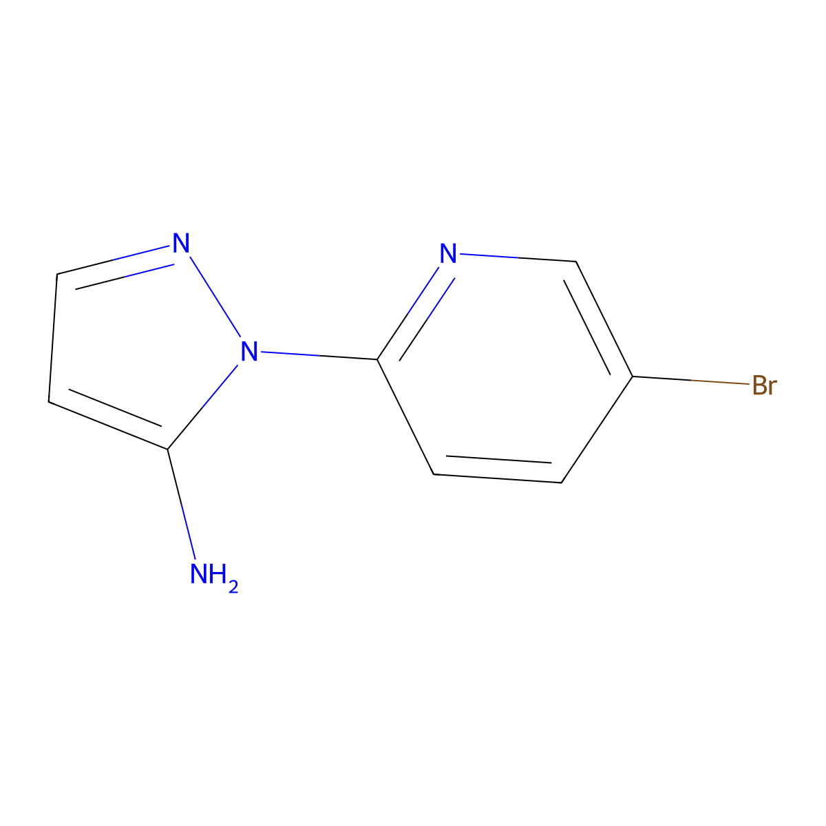 1-(5-bromopyridin-2-yl)-1H-pyrazol-5-amine molecular structure, CAS 1494496-85-3
