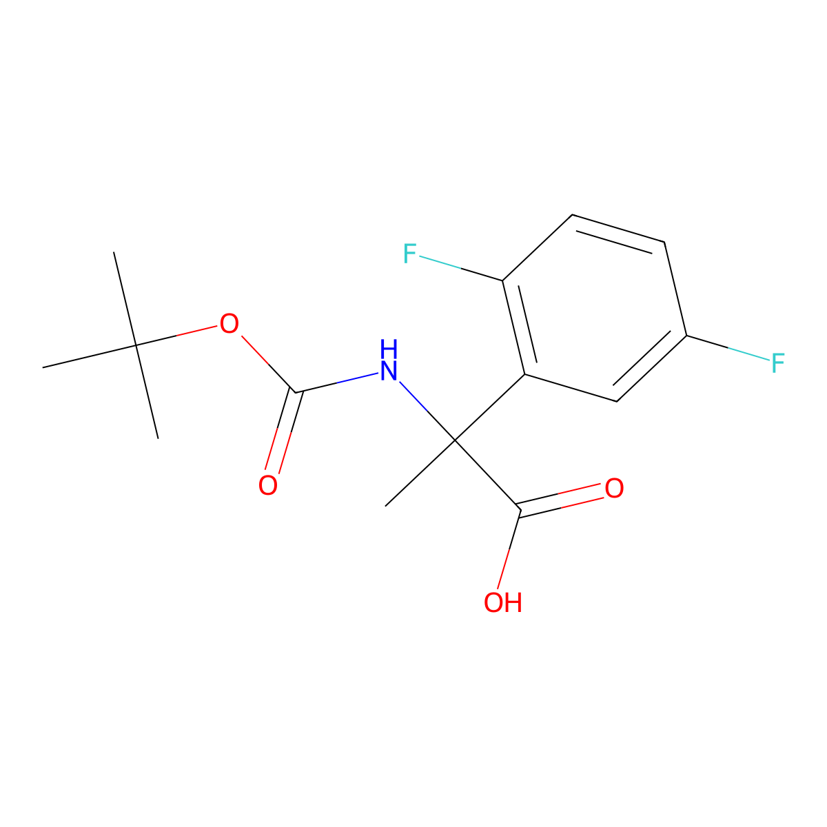 2-{[(Tert-butoxy)carbonyl]amino}-2-(2,5-difluorophenyl)propanoic acid molecular structure, CAS 1494500-50-3