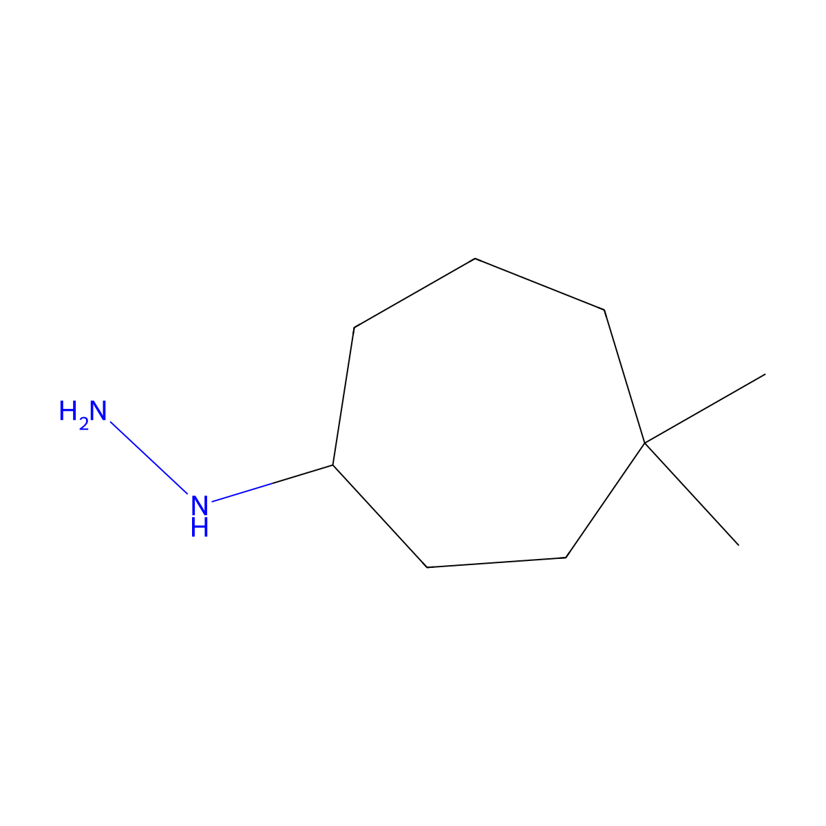 (4,4-Dimethylcycloheptyl)hydrazine molecular structure, CAS 1494501-63-1