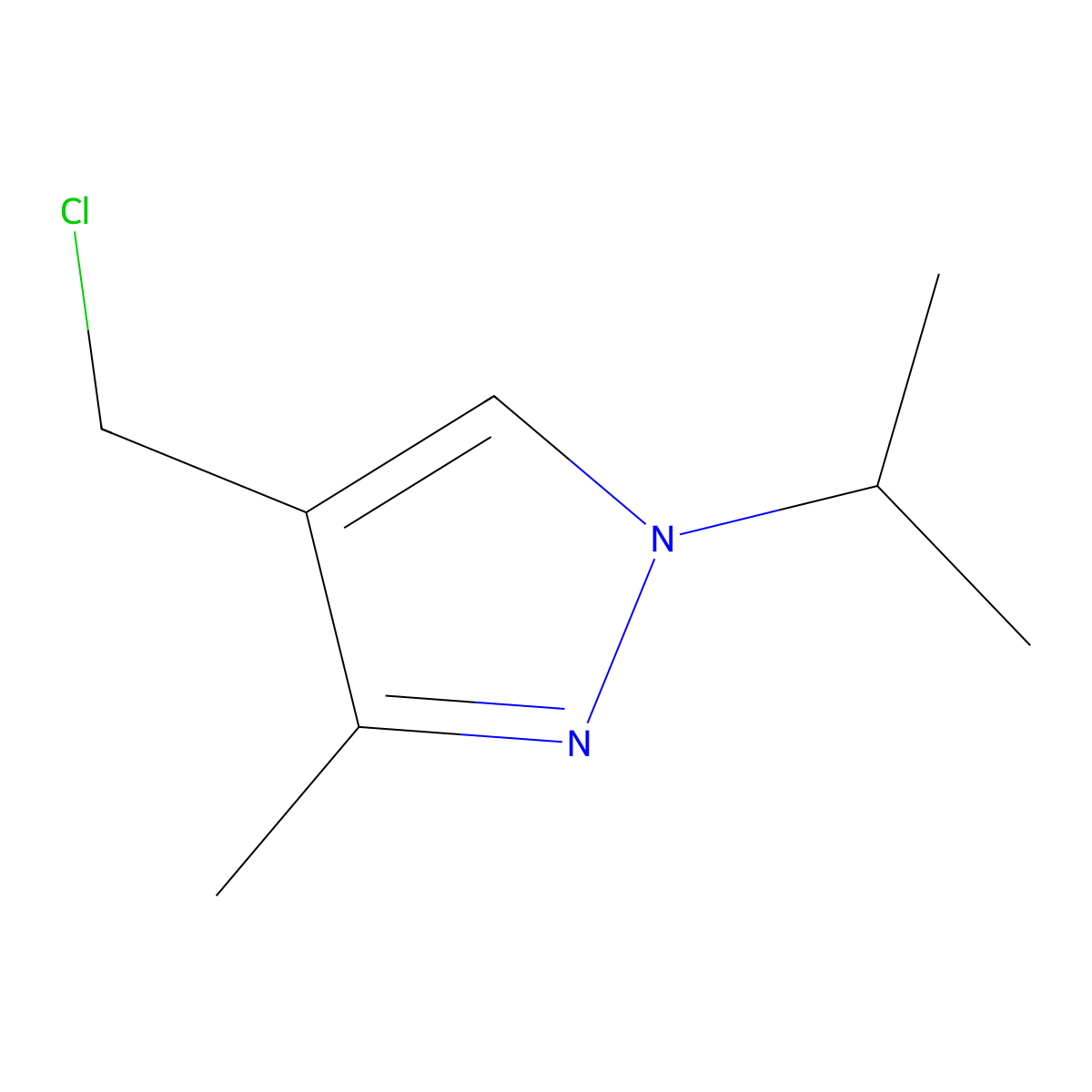 4-(chloromethyl)-3-methyl-1-(propan-2-yl)-1H-pyrazole molecular structure, CAS 1494508-83-6