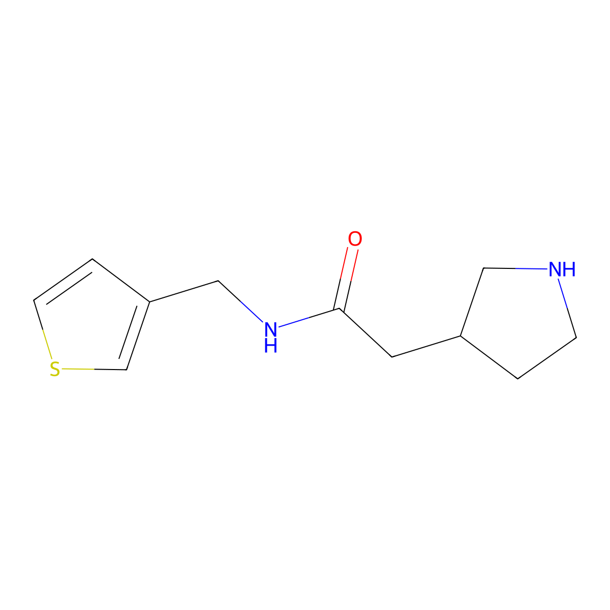 2-(pyrrolidin-3-yl)-N-[(thiophen-3-yl)methyl]acetamide molecular structure, CAS 1494510-06-3