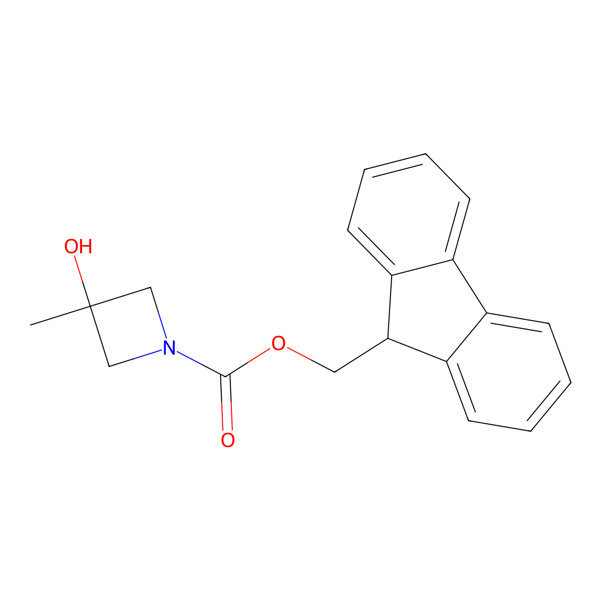 (9H-fluoren-9-yl)methyl 3-hydroxy-3-methylazetidine-1-carboxylate molecular structure, CAS 1494538-81-6