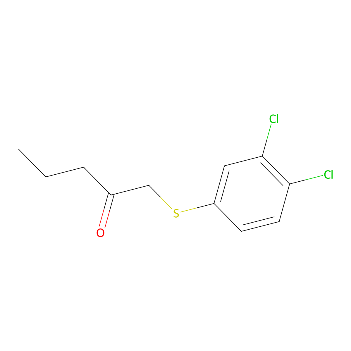 1-((3,4-Dichlorophenyl)thio)pentan-2-one molecular structure, CAS 1494539-88-6