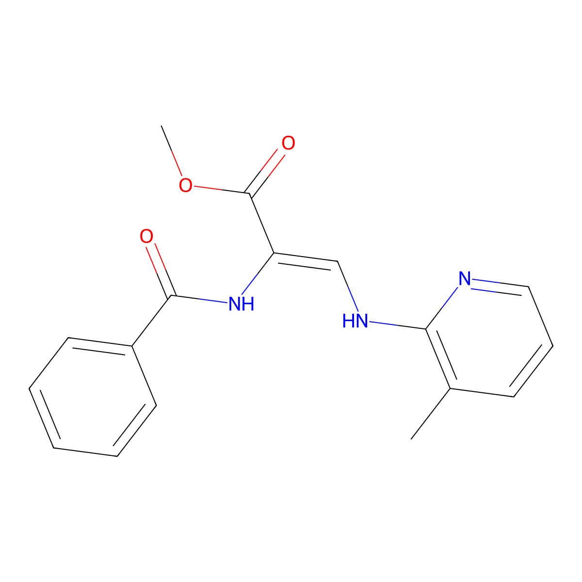 Methyl 2-(benzoylamino)-3-[(3-methyl-2-pyridinyl)amino]acrylate molecular structure, CAS 149454-63-7