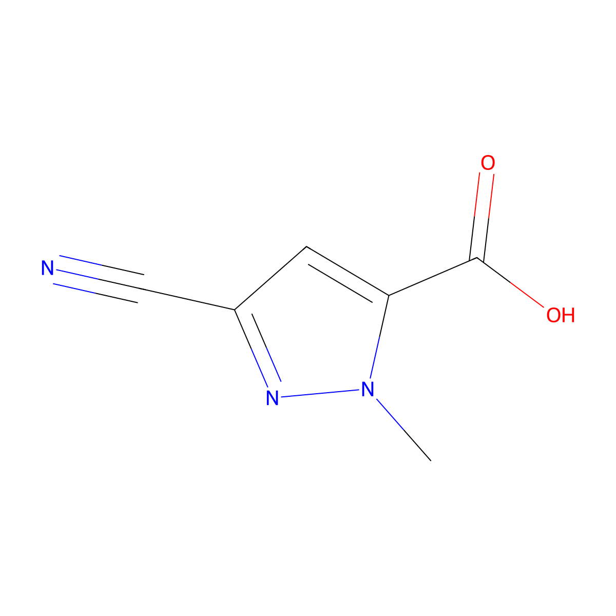 3-Cyano-1-methyl-1H-pyrazole-5-carboxylic acid molecular structure, CAS 1494550-35-4