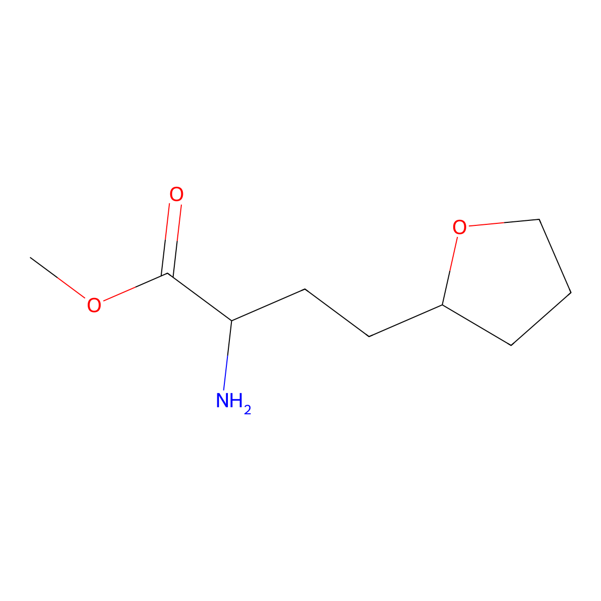 Methyl 2-amino-4-(oxolan-2-yl)butanoate molecular structure, CAS 1494597-24-8