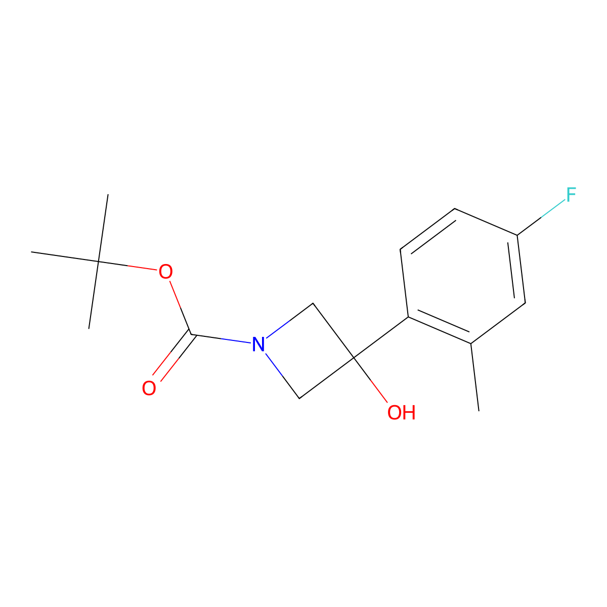 1,1-Dimethylethyl 3-(4-fluoro-2-methylphenyl)-3-hydroxy-1-azetidinecarboxylate molecular structure, CAS 1494598-59-2