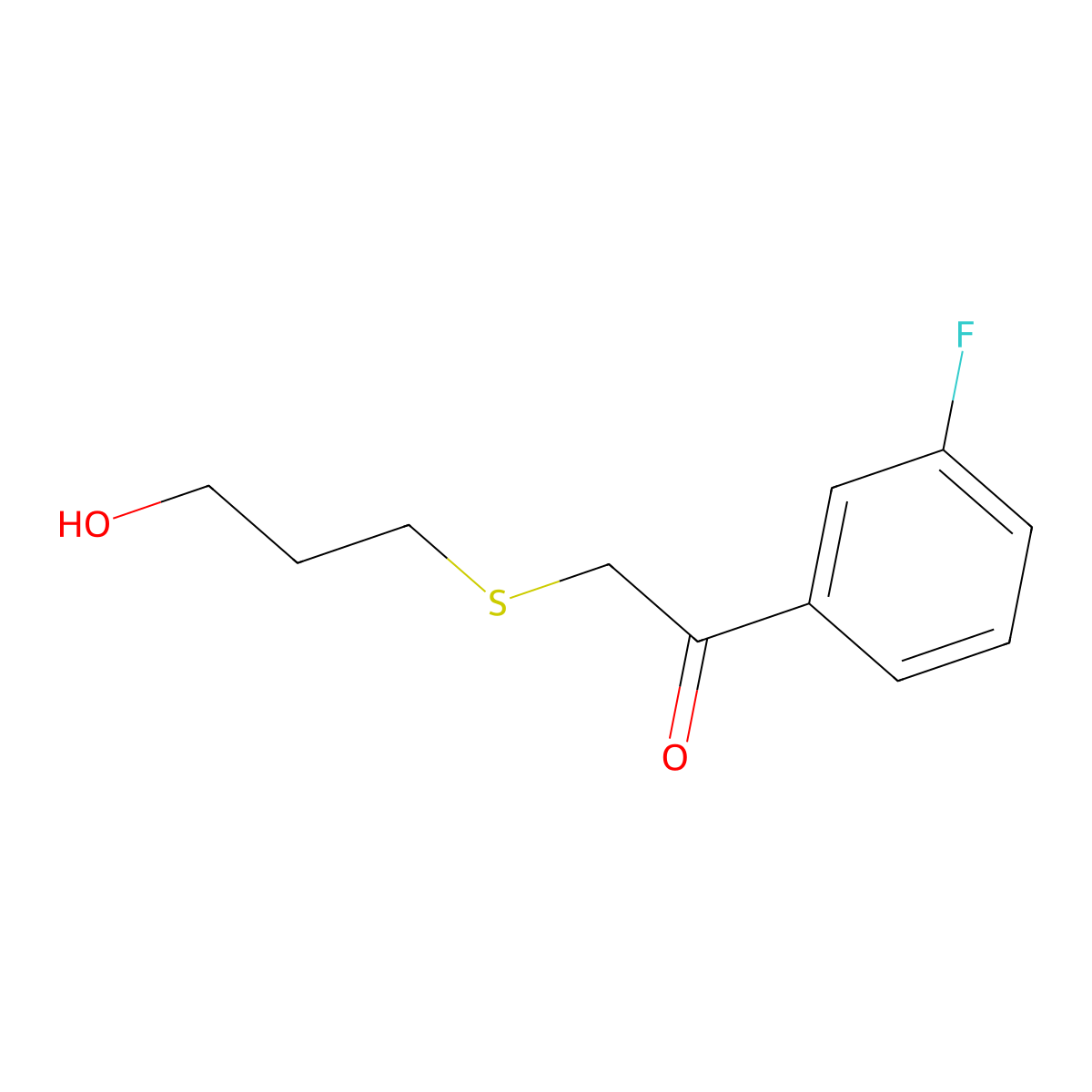 1-(3-Fluorophenyl)-2-((3-hydroxypropyl)thio)ethan-1-one molecular structure, CAS 1494599-72-2