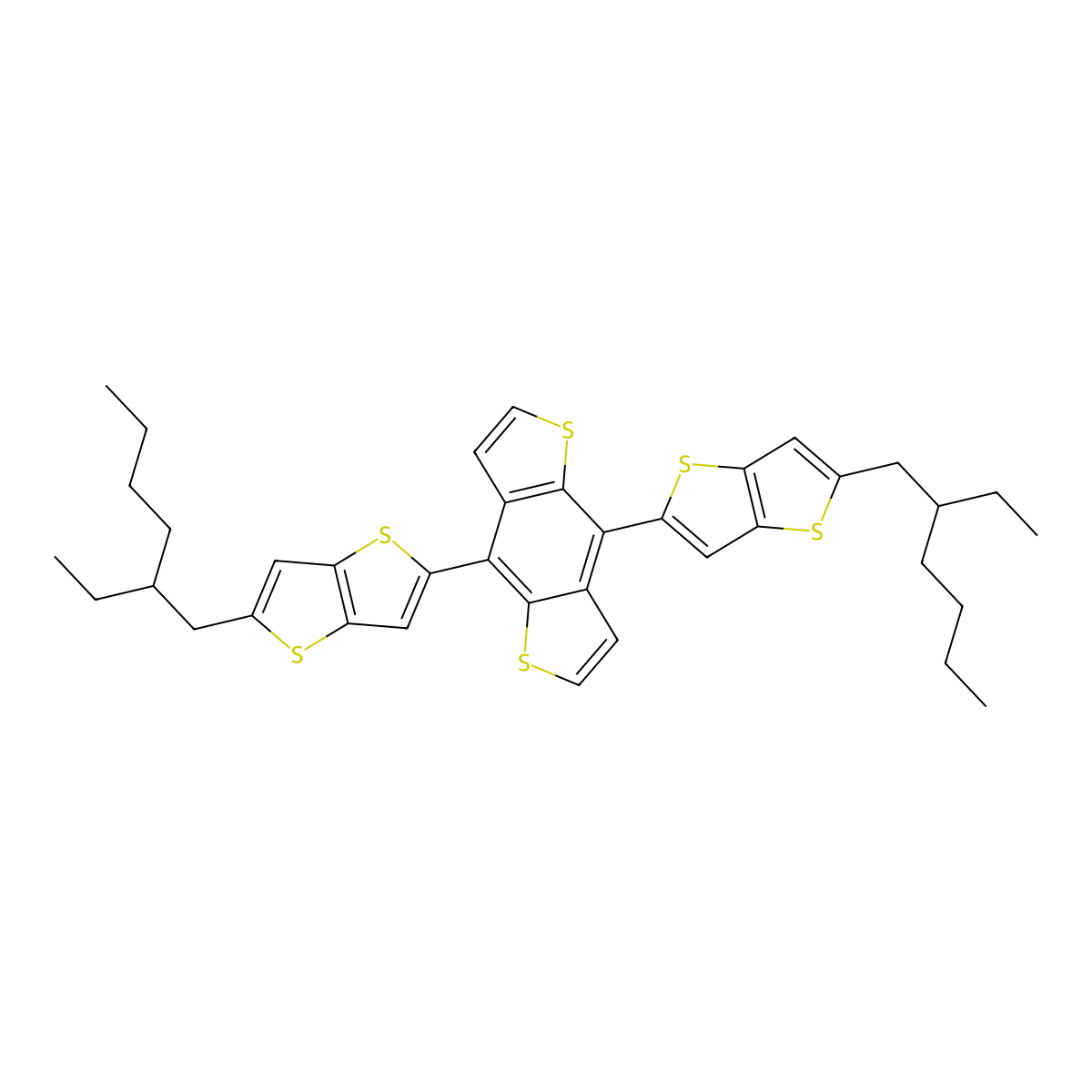 4,8-Bis(5-(2-ethylhexyl)thieno[3,2-b]thiophen-2-yl)benzo[1,2-b:4,5-b']dithiophene molecular structure, CAS 1494614-30-0