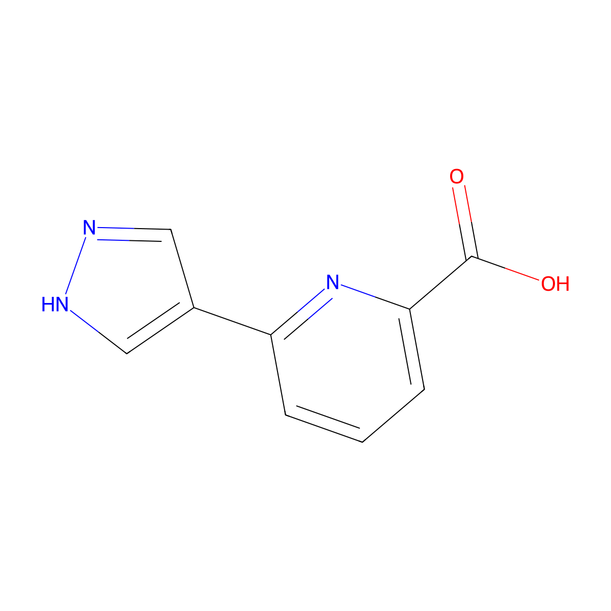 6-(1H-pyrazol-4-yl)-2-pyridinecarboxylic acid molecular structure, CAS 1494616-94-2