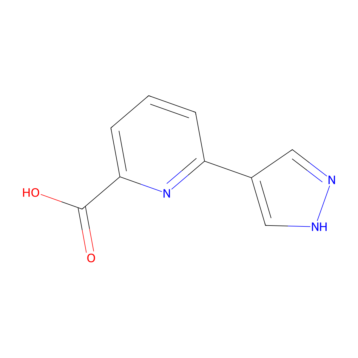 6-(1H-pyrazol-4-yl)-2-pyridinecarboxylic acid molecular structure, CAS 1494616-94-2