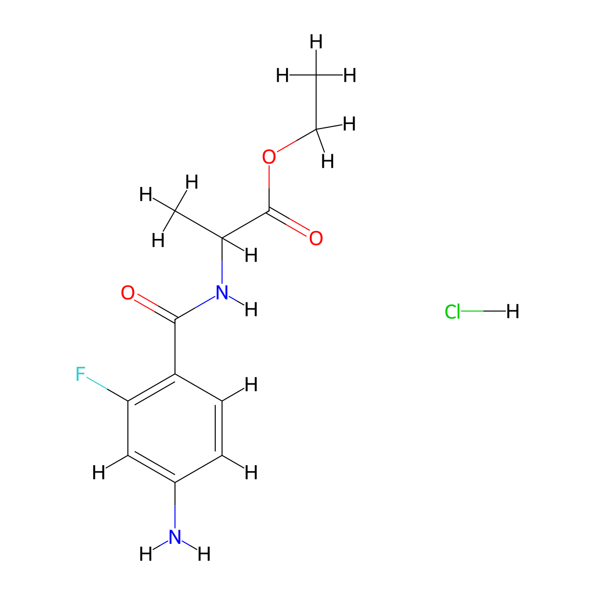 Ethyl 2-((4-amino-2-fluorophenyl)formamido)propanoate hydrochloride molecular structure, CAS 1494617-49-0