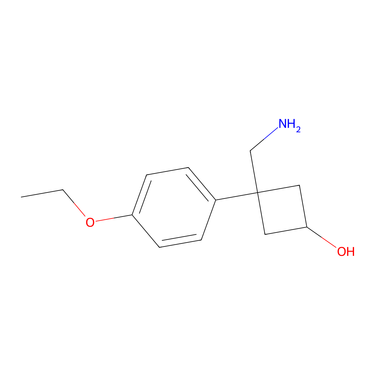 3-(Aminomethyl)-3-(4-ethoxyphenyl)cyclobutan-1-ol molecular structure, CAS 1494621-35-0