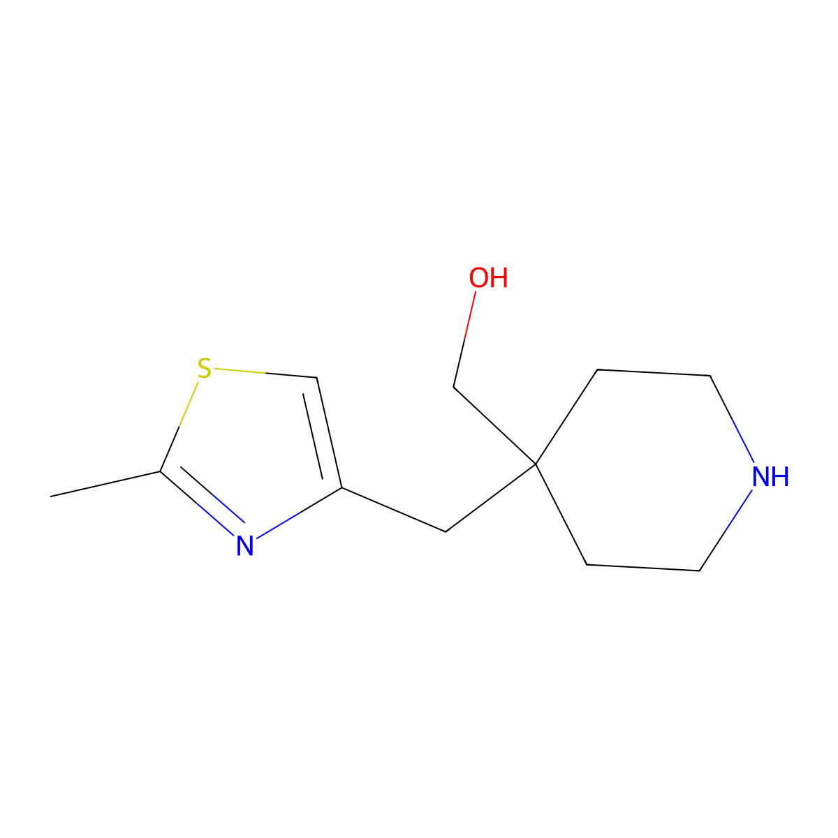 {4-[(2-Methyl-1,3-thiazol-4-yl)methyl]piperidin-4-yl}methanol molecular structure, CAS 1494635-48-1