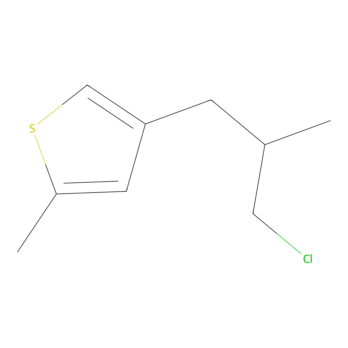 4-(3-Chloro-2-methylpropyl)-2-methylthiophene molecular structure, CAS 1494649-08-9