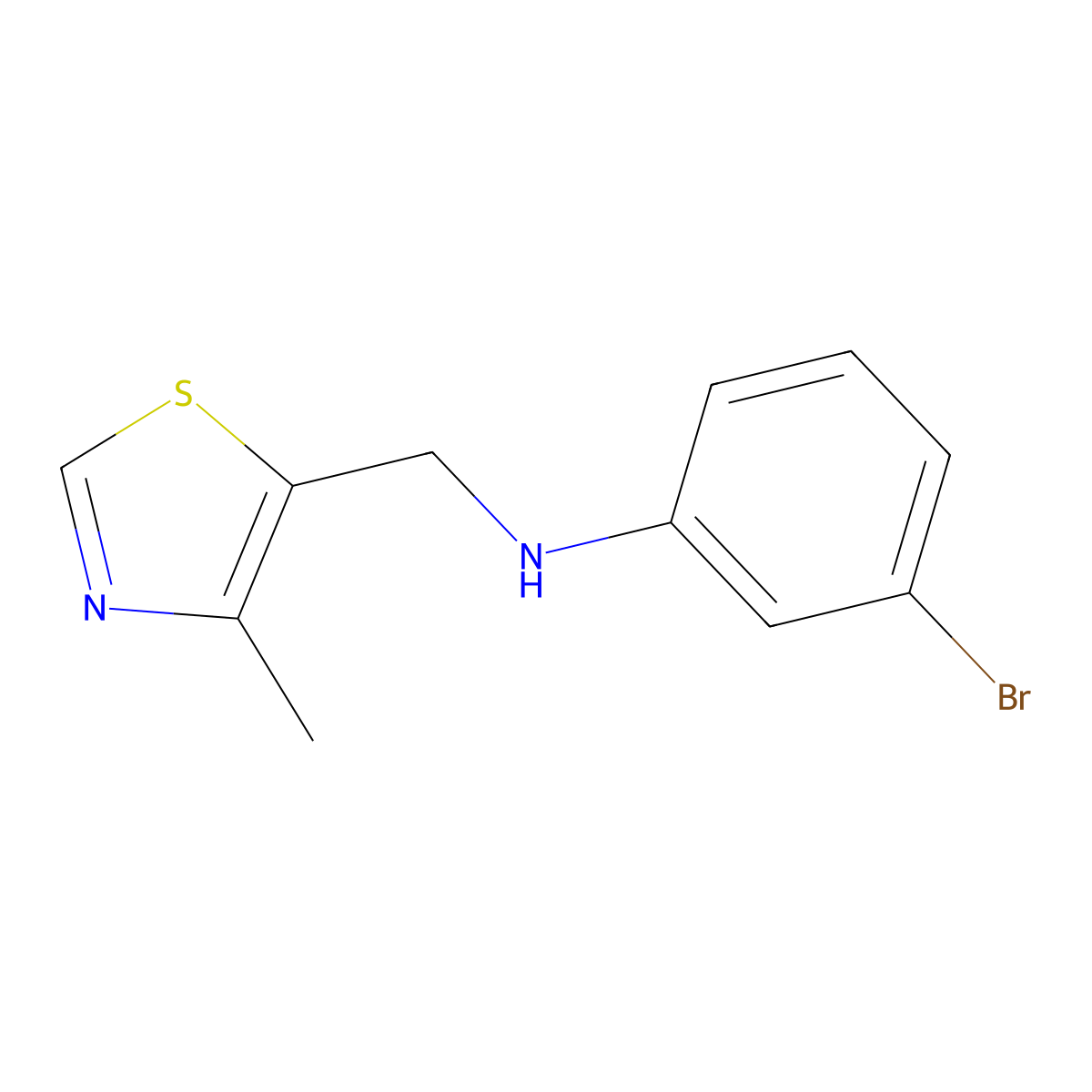 3-bromo-N-[(4-methyl-1,3-thiazol-5-yl)methyl]aniline molecular structure, CAS 1494658-74-0