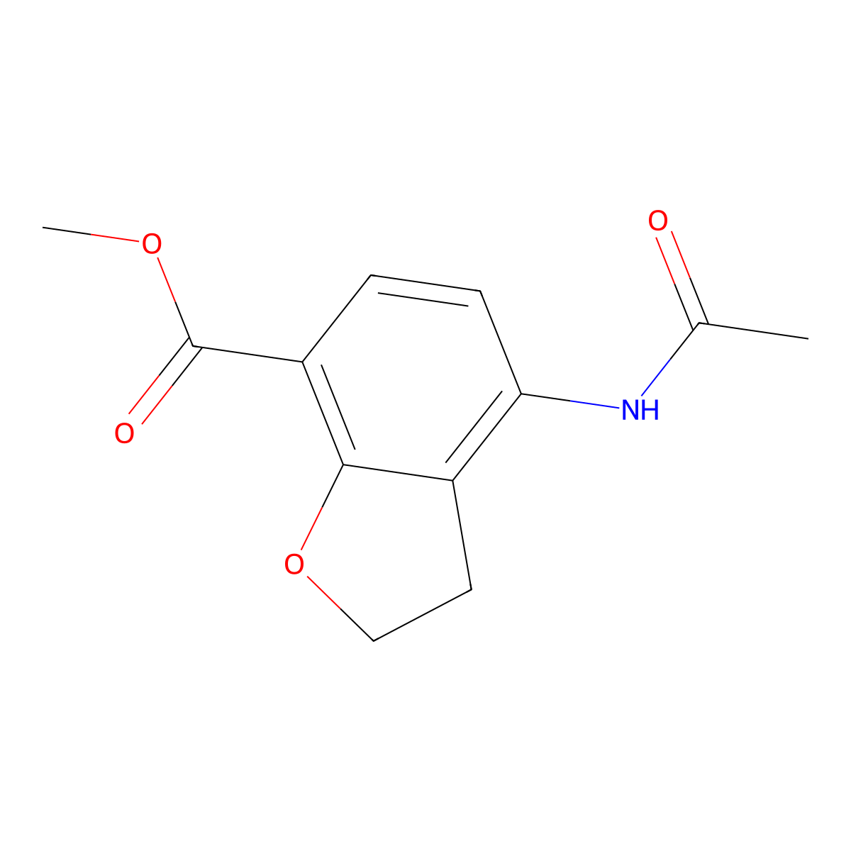7-Benzofurancarboxylic acid, 4-(acetylamino)-2,3-dihydro-, methyl ester molecular structure, CAS 149466-67-1