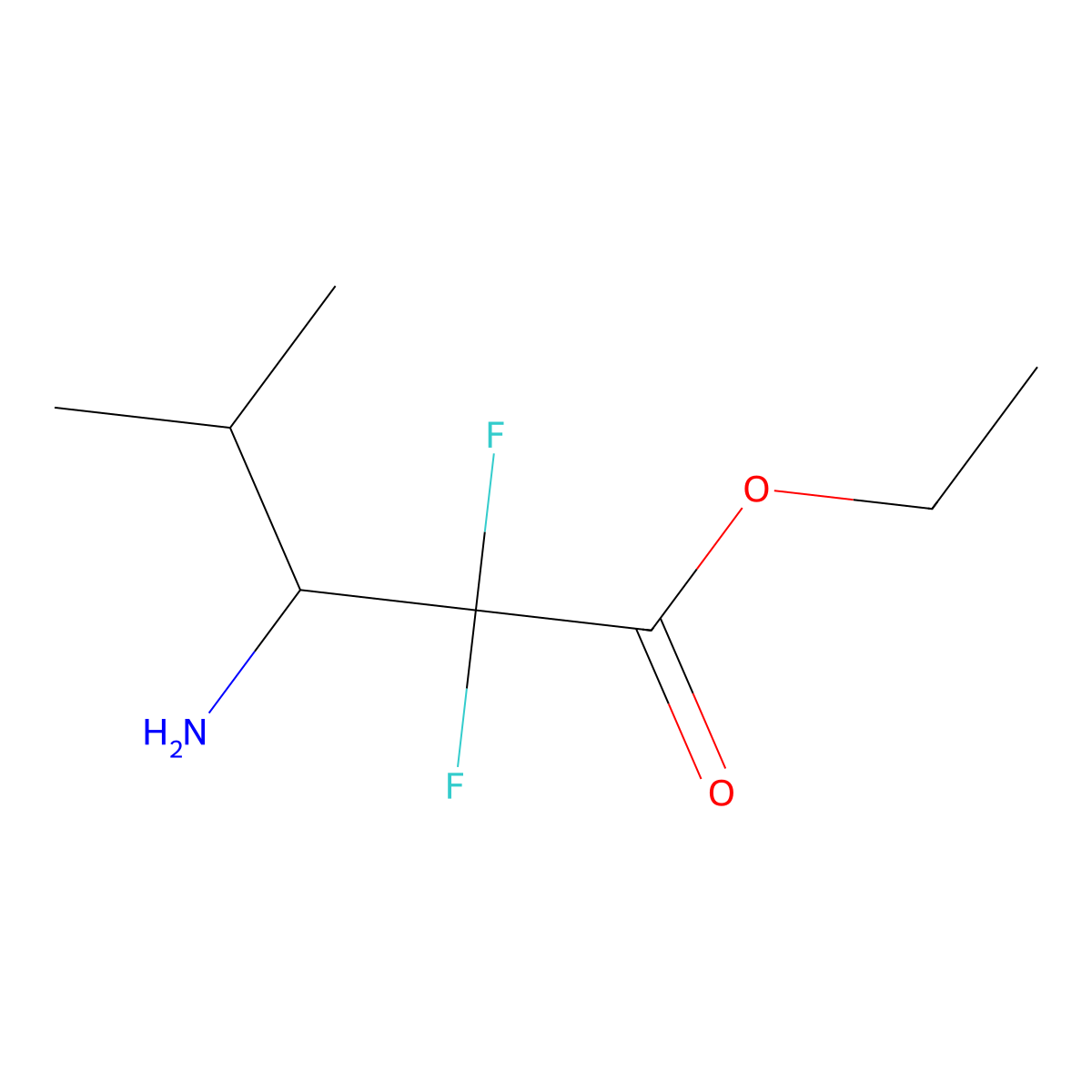 Ethyl 3-amino-2,2-difluoro-4-methylpentanoate molecular structure, CAS 149466-68-2