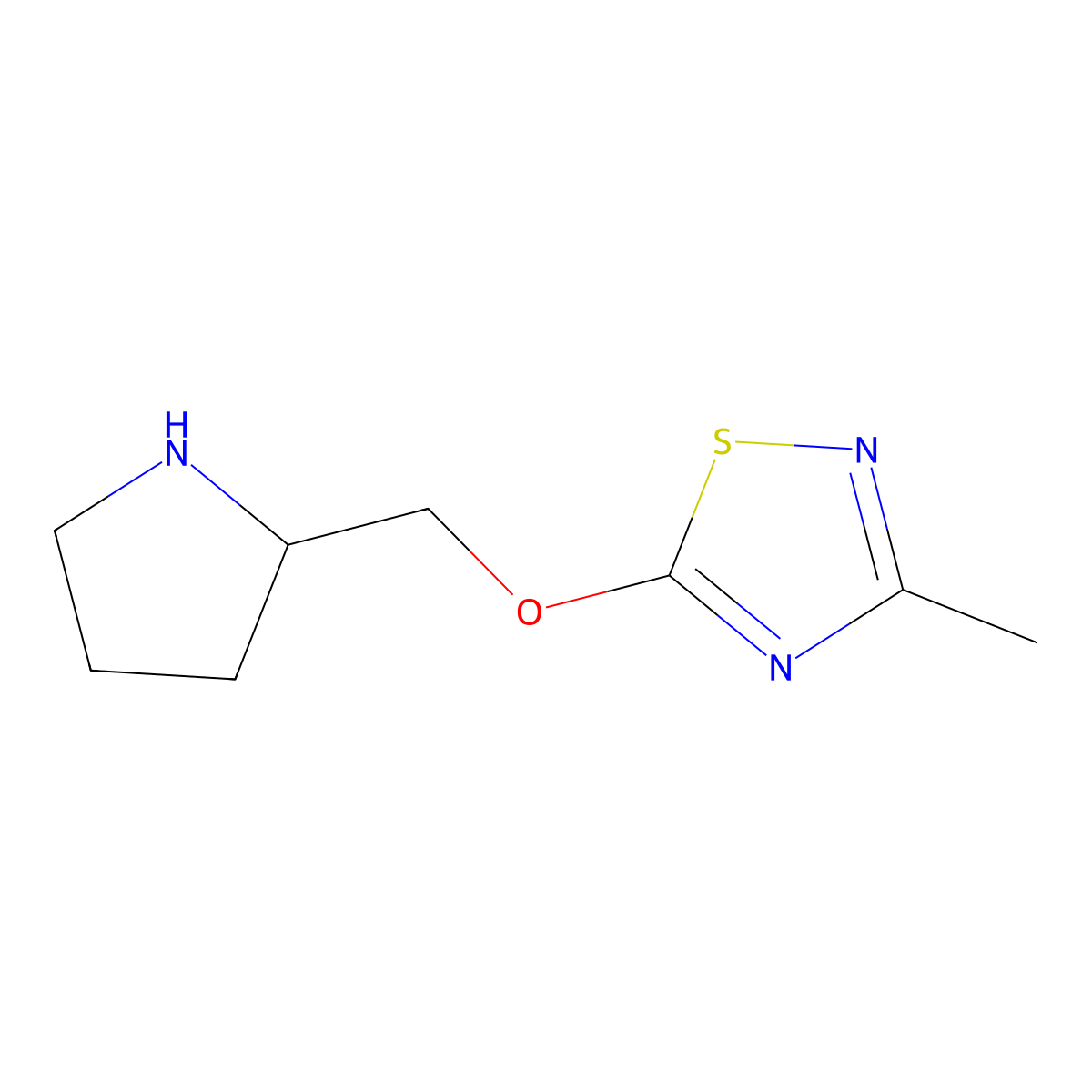 3-Methyl-5-[(pyrrolidin-2-yl)methoxy]-1,2,4-thiadiazole molecular structure, CAS 1494666-42-0