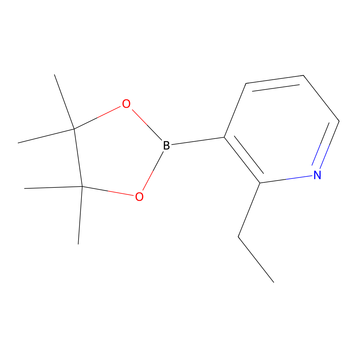 2-Ethyl-3-(4,4,5,5-tetramethyl-1,3,2-dioxaborolan-2-YL)pyridine molecular structure, CAS 1494670-02-8