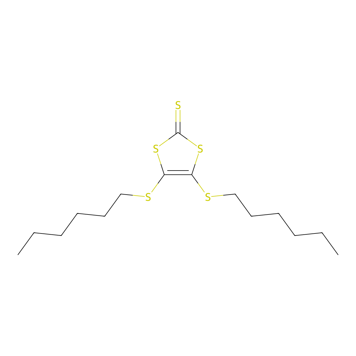 1,3-Dithiole-2-thione, 4,5-bis(hexylthio)- molecular structure, CAS 149468-17-7