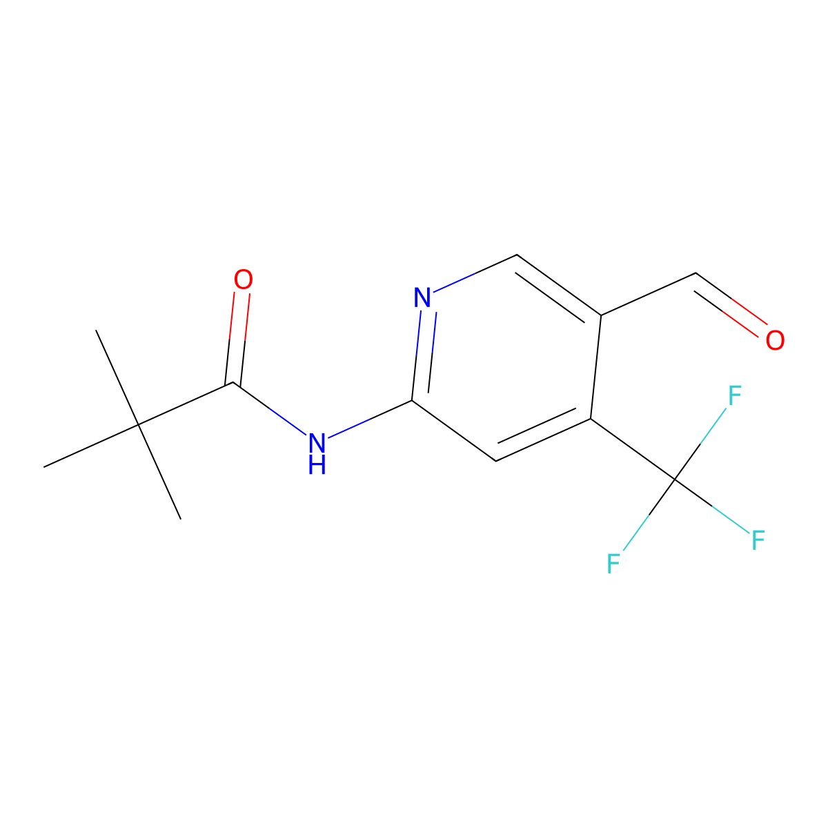 N-(5-formyl-4-(trifluoromethyl)pyridin-2-yl)pivalamide molecular structure, CAS 1494684-35-3