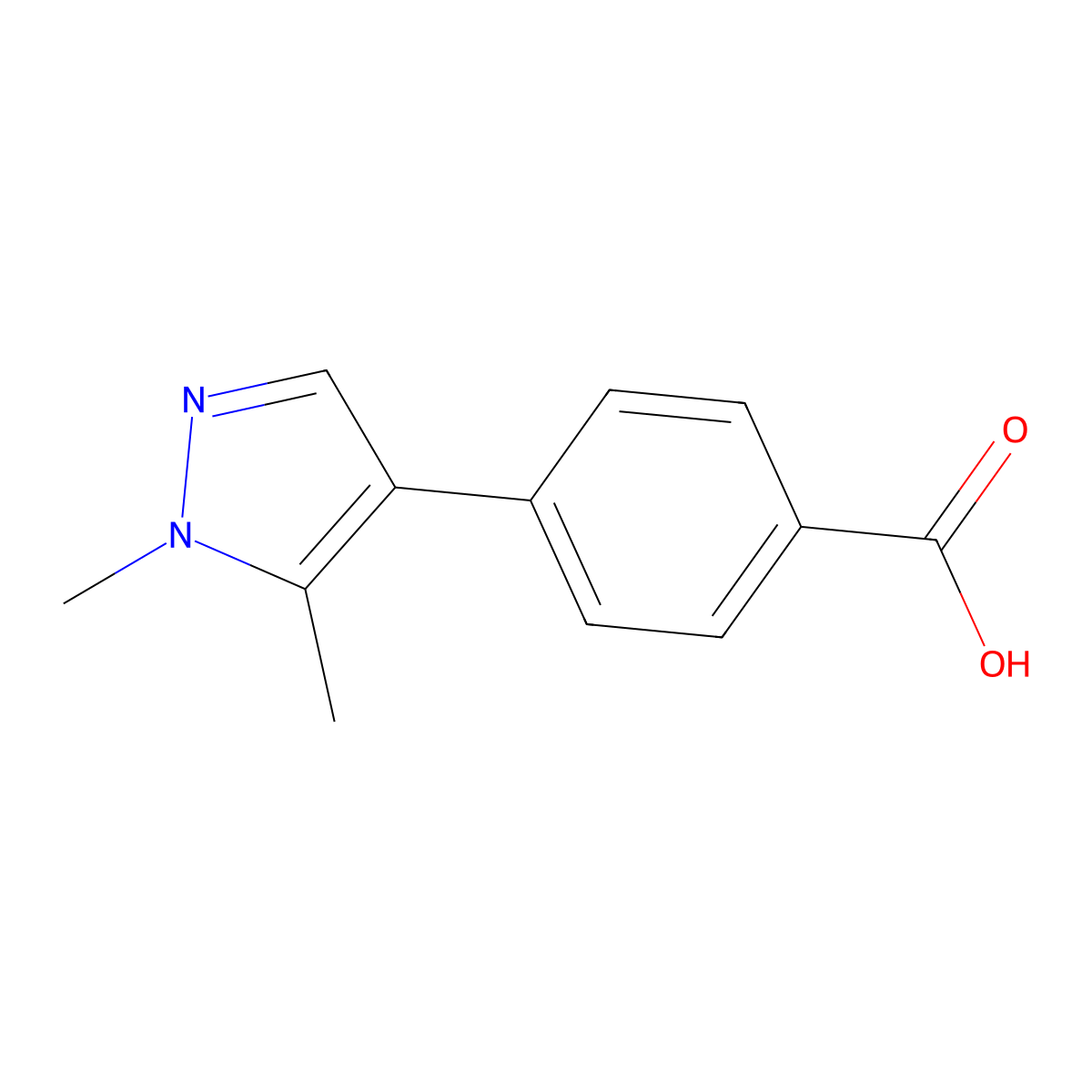 4-(1,5-Dimethyl-1H-pyrazol-4-yl)benzoic acid molecular structure, CAS 1494702-96-3