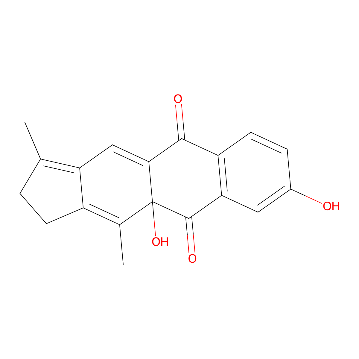 2,10a-Dihydro-8,10a-dihydroxy-3,11-dimethyl-1H-cyclopent(b)anthracene-5,10-dione molecular structure, CAS 149471-08-9