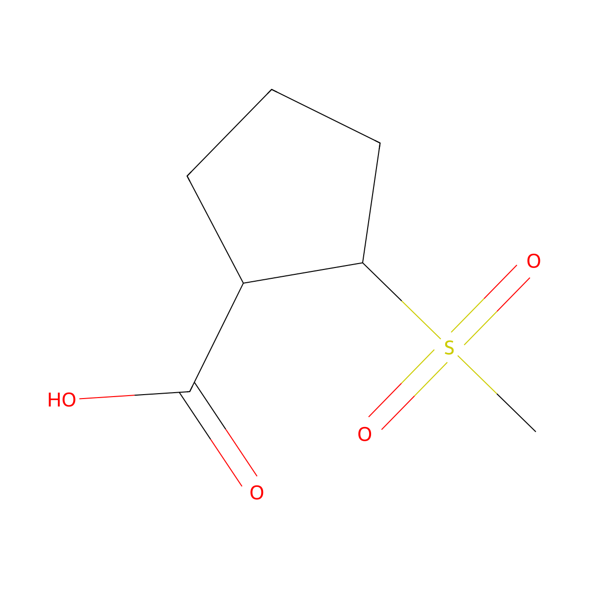 2-Methanesulfonylcyclopentane-1-carboxylic acid molecular structure, CAS 1494742-12-9