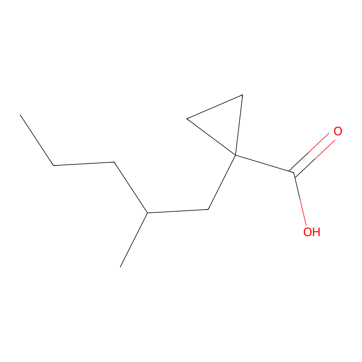 1-(2-Methylpentyl)cyclopropane-1-carboxylic acid molecular structure, CAS 1494746-18-7