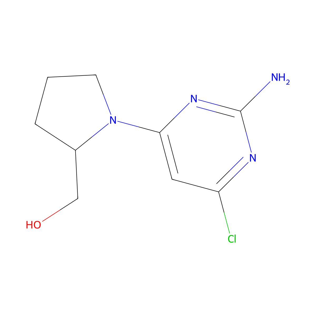 (1-(2-Amino-6-chloropyrimidin-4-yl)pyrrolidin-2-yl)methanol molecular structure, CAS 1494756-17-0