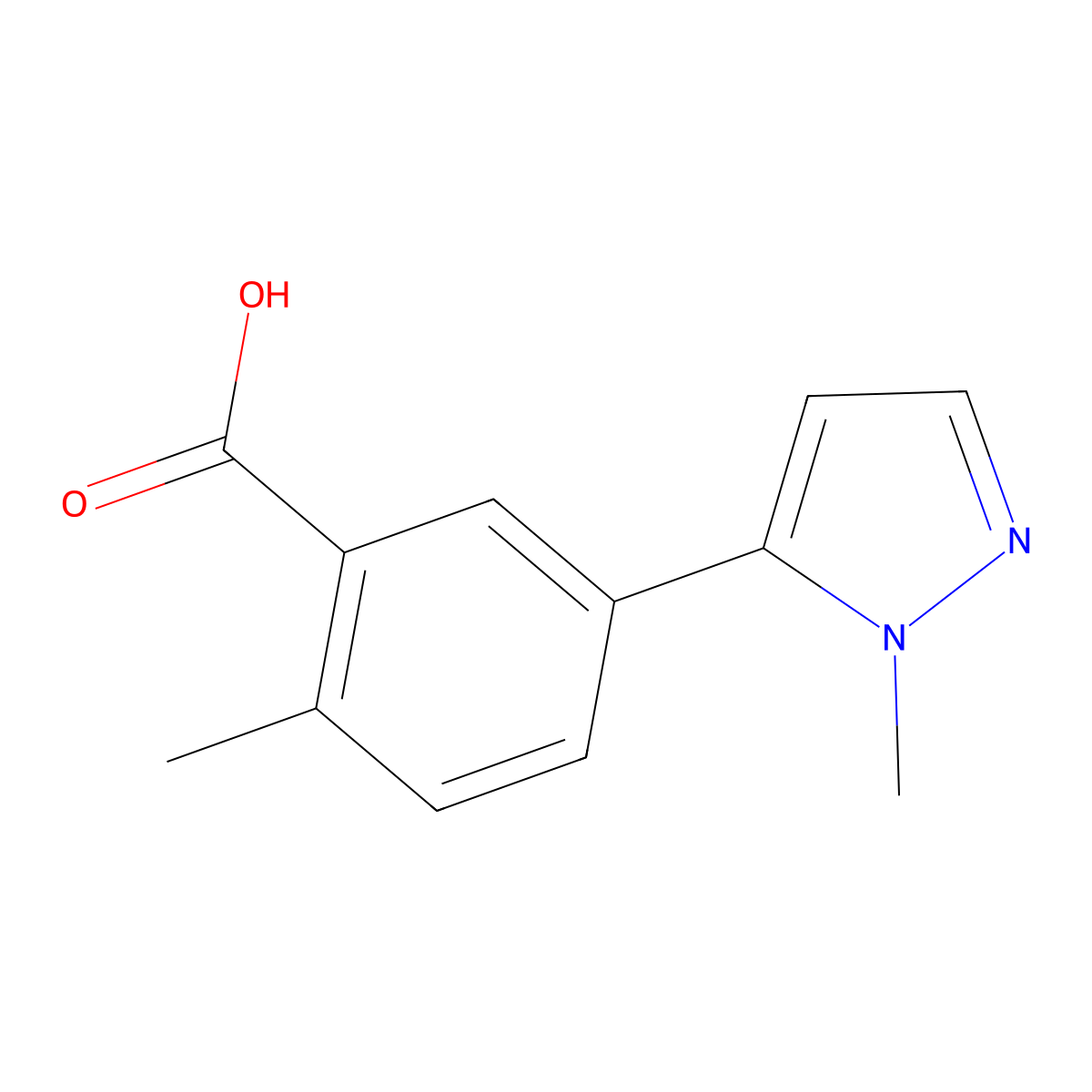2-Methyl-5-(1-methyl-1H-pyrazol-5-yl)benzoic acid molecular structure, CAS 1494820-86-8