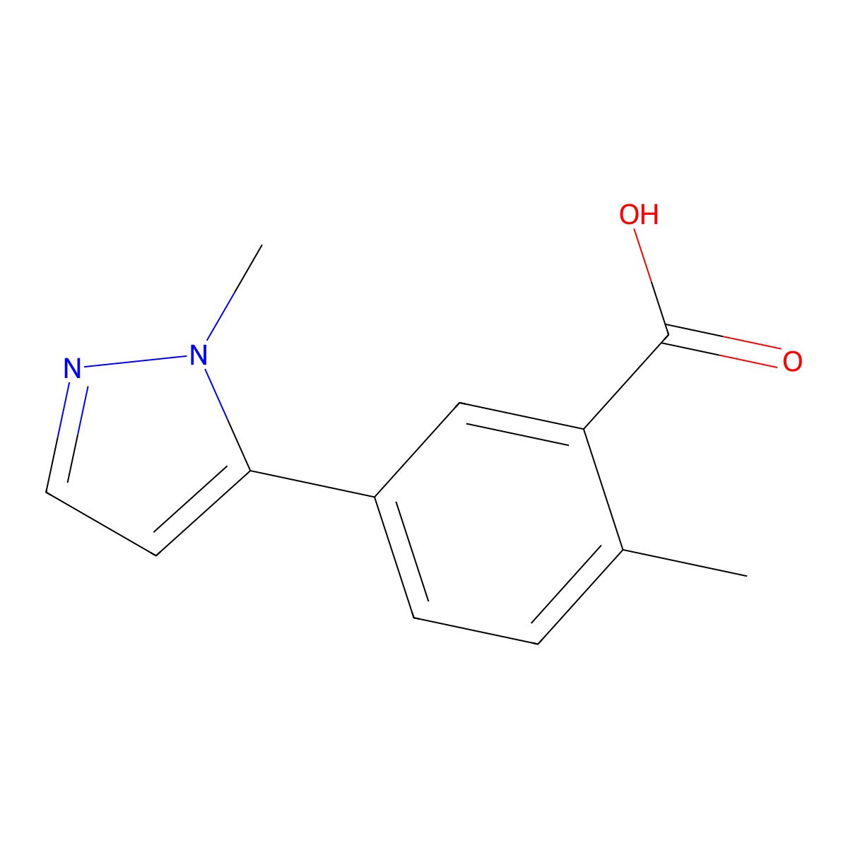 2-Methyl-5-(1-methyl-1H-pyrazol-5-yl)benzoic acid molecular structure, CAS 1494820-86-8