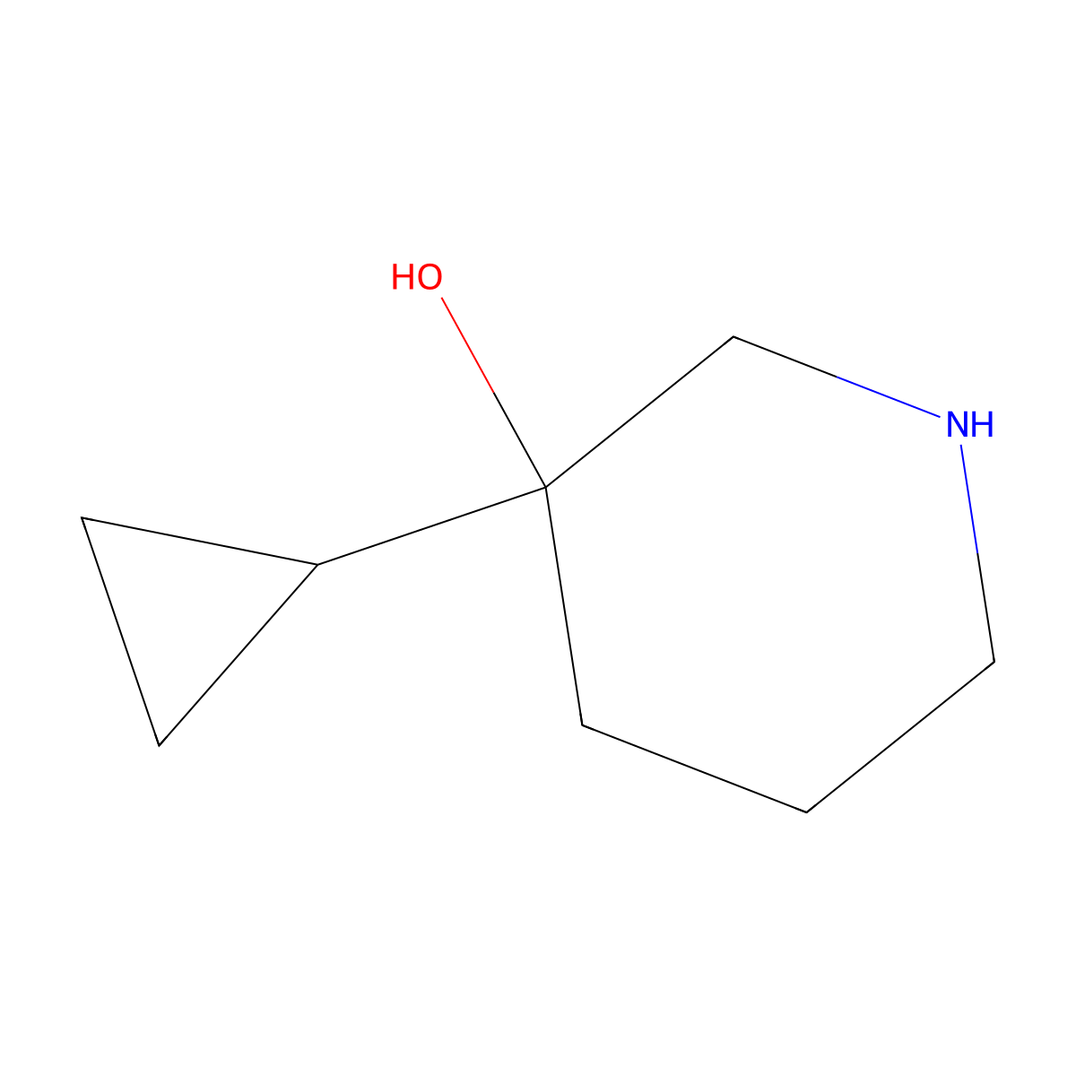 3-Cyclopropylpiperidin-3-ol molecular structure, CAS 1494822-71-7