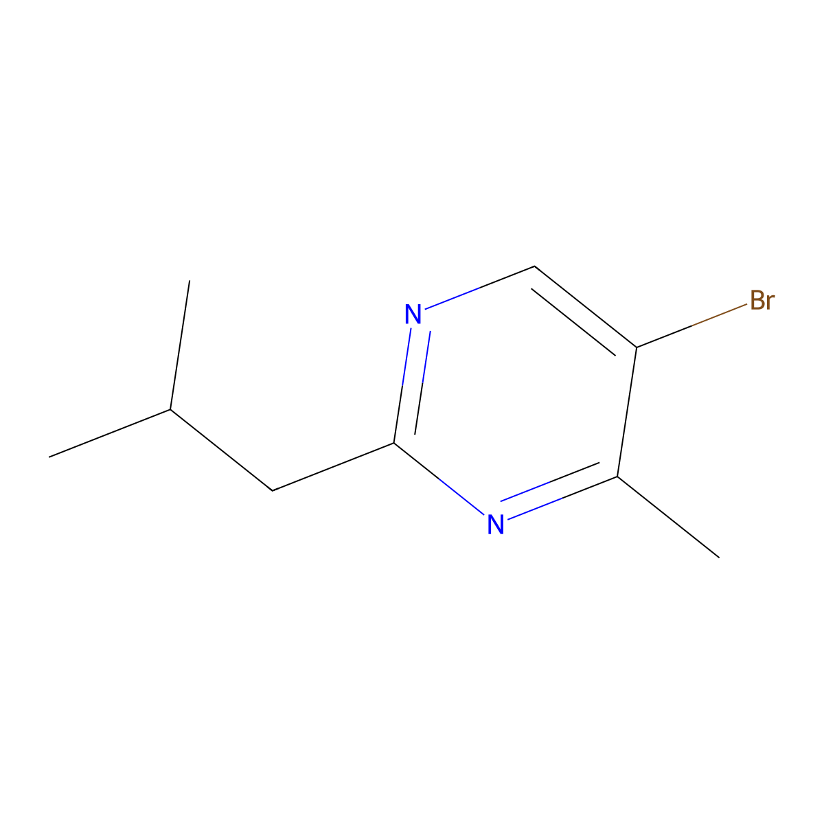5-Bromo-2-isobutyl-4-methylpyrimidine molecular structure, CAS 1494823-75-4