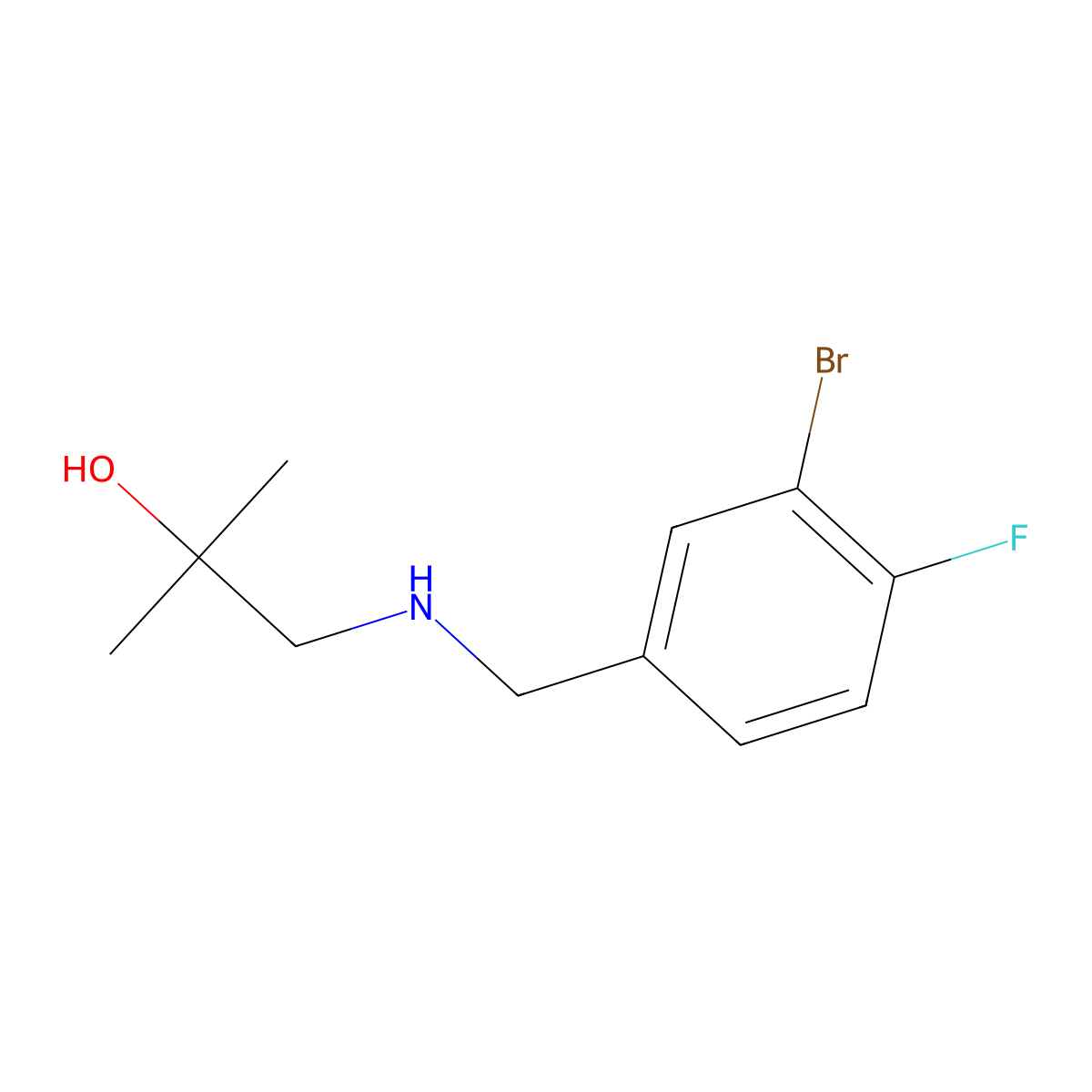 1-{[(3-Bromo-4-fluorophenyl)methyl]amino}-2-methylpropan-2-ol molecular structure, CAS 1494825-25-0