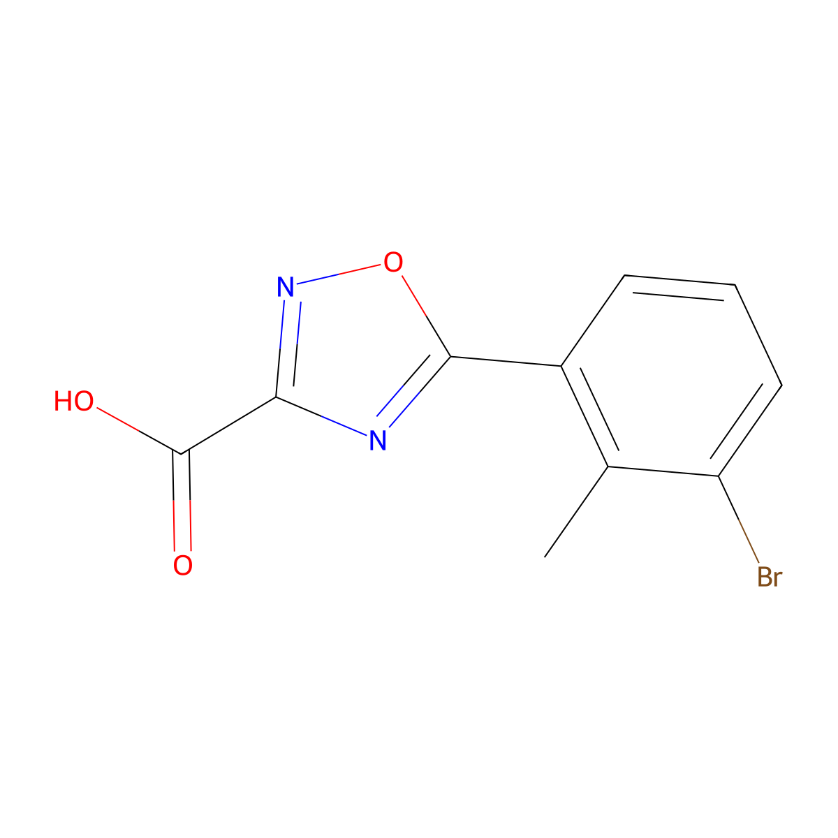 5-(3-Bromo-2-methylphenyl)-1,2,4-oxadiazole-3-carboxylic acid molecular structure, CAS 1494839-02-9