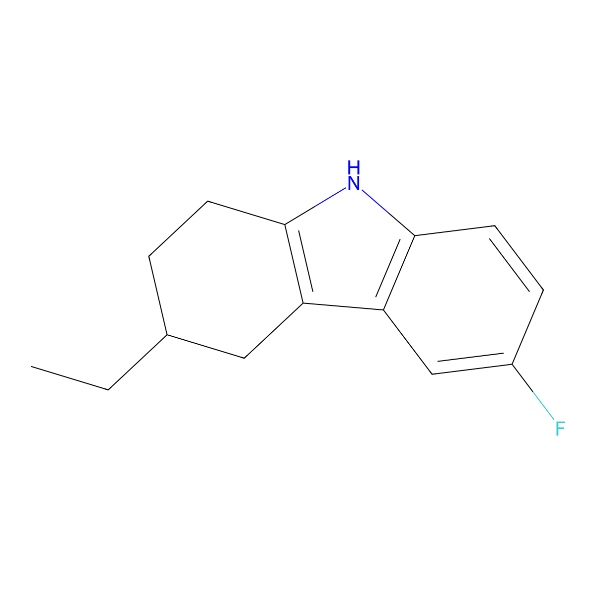 3-ethyl-6-fluoro-2,3,4,9-tetrahydro-1H-carbazole molecular structure, CAS 1494846-78-4