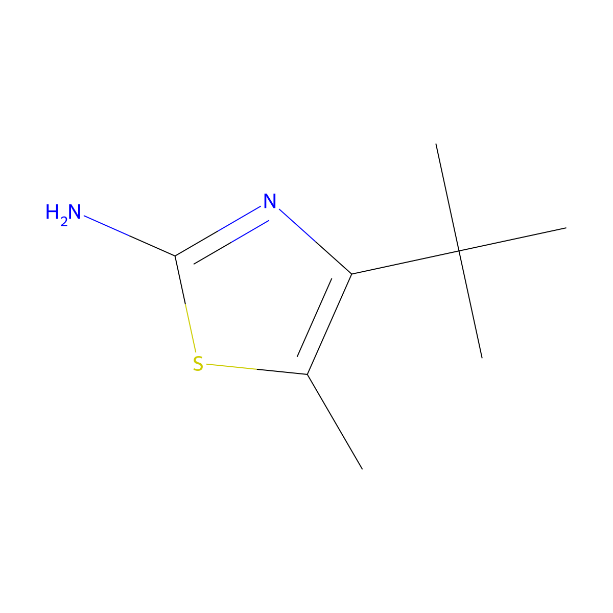 4-Tert-butyl-5-methyl-1,3-thiazol-2-amine molecular structure, CAS 149488-88-0