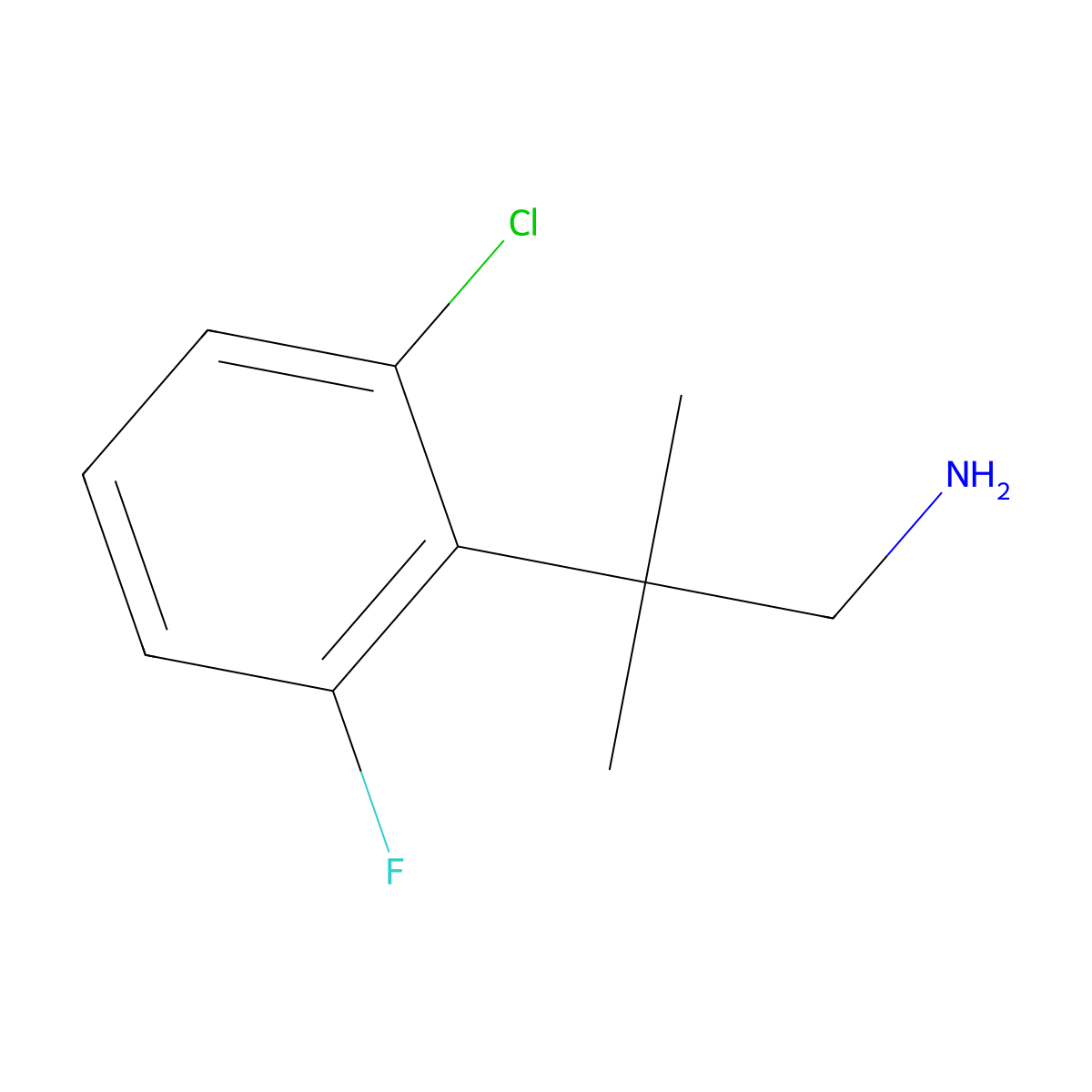 2-(2-Chloro-6-fluorophenyl)-2-methylpropan-1-amine molecular structure, CAS 149489-23-6