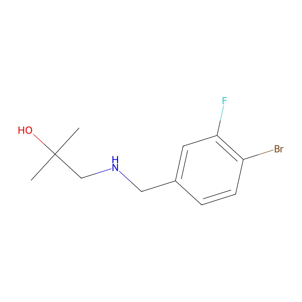 1-{[(4-Bromo-3-fluorophenyl)methyl]amino}-2-methylpropan-2-ol molecular structure, CAS 1494895-17-8