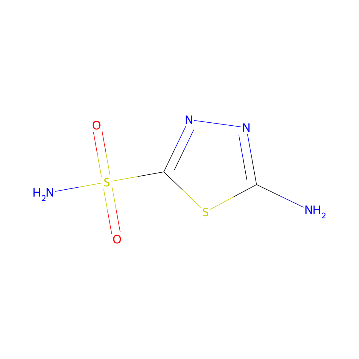 5-Amino-1,3,4-thiadiazole-2-sulfonamide molecular structure, CAS 14949-00-9