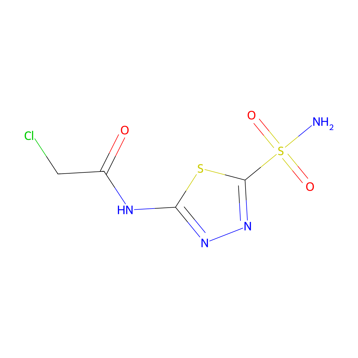 2-Chloro-N-(5-sulfamoyl-1,3,4-thiadiazol-2-yl)acetamide molecular structure, CAS 14949-02-1