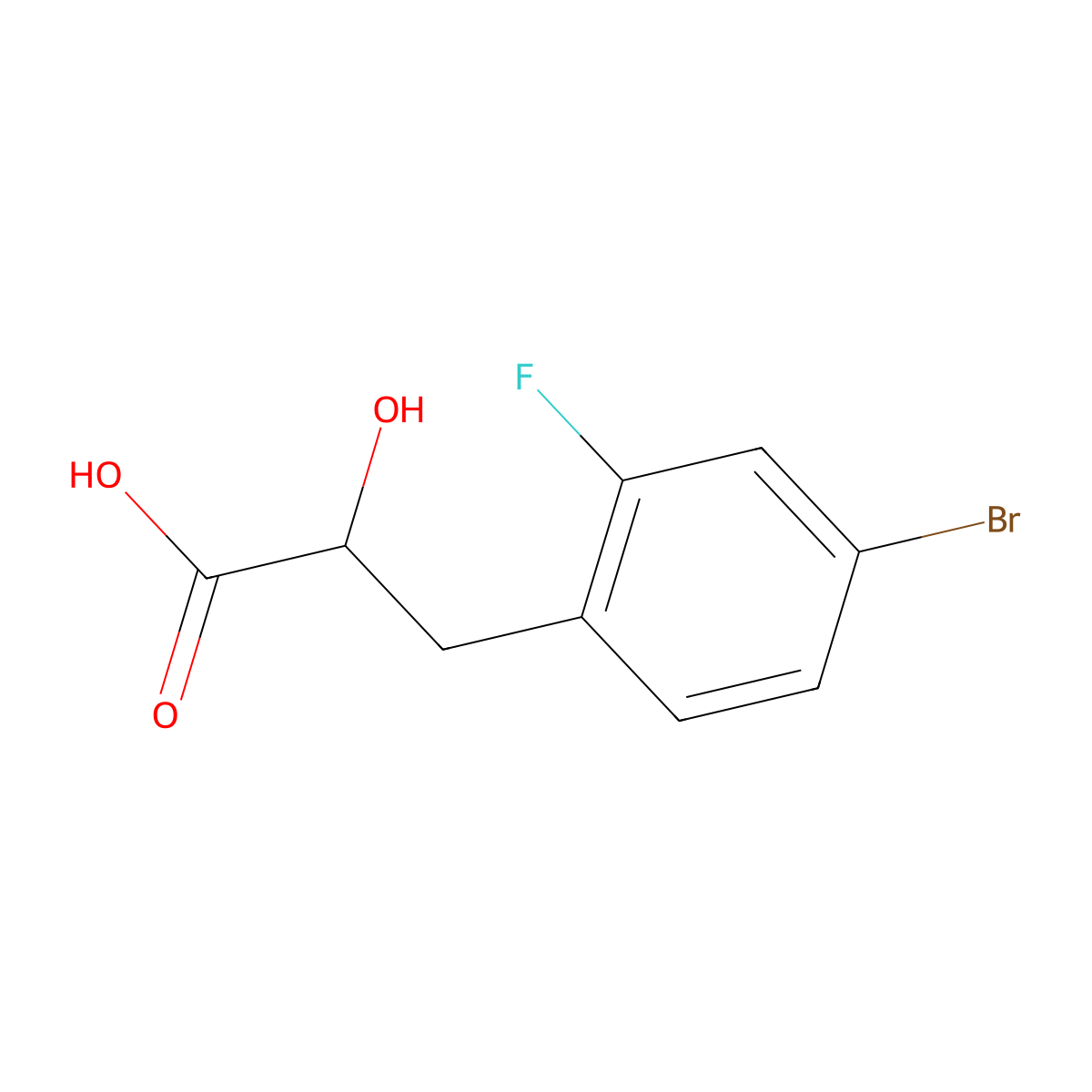 3-(4-Bromo-2-fluorophenyl)-2-hydroxypropanoic acid molecular structure, CAS 1494909-95-3