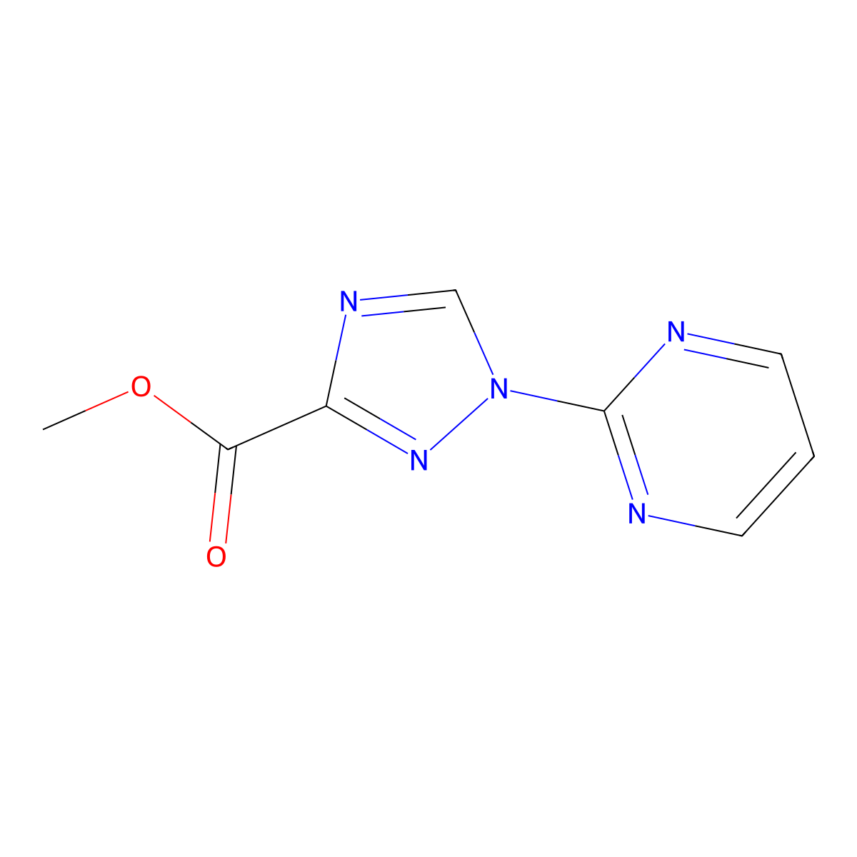 methyl 1-(pyrimidin-2-yl)-1H-1,2,4-triazole-3-carboxylate molecular structure, CAS 1494914-07-6